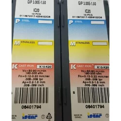 10 PCS CARBIDE INSERT GIP 3.00E-1.50 IC20
