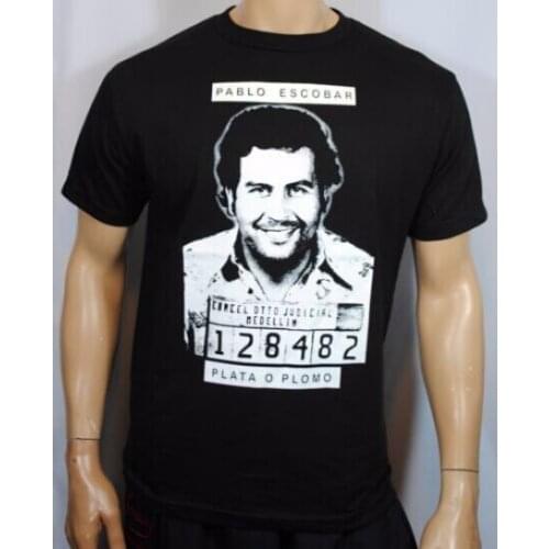 King Of Coke Pablo Escobar Narcos Mens T Shirt Hip Hop Camisetas Tee Shirt Joaquin Guzman El Chapo Weed Plus Size