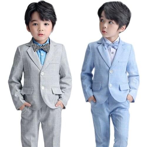 2021 Boys Graduation Suit Kids Jacket+Pants+Bowtie 3Pcs Clothing Set Gentleman Childrens Day Chorus Performance Dress Costume