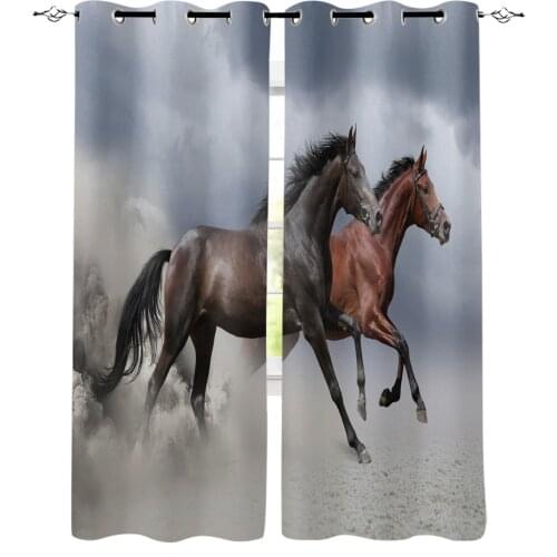 Horse Animal Windows Curtains For Living Room Bedroom Decorative Kitchen Curtains Drapes Treatments