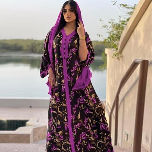 Fashion Muslim Jalabiya Malaysia Turkey Dubai Hijab Dress Floral Eid 2021 Moroccan Kaftan Arabic Oman Clothing Djellaba Femme