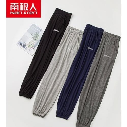 NANJIREN Summer Men Modal Pajama Sleepwear Pants Hot Sale Sleep Pants For Male Tether Pajamas Pants Bottoms Casual Home Trousers