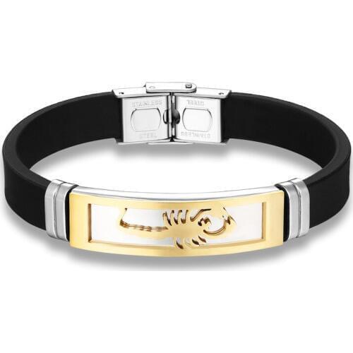 Mens Silicone Bracelet Rock Personality Scorpion Bracelet Stainless Steel Jewelry Wholesale