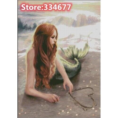 Beach Seaside Mermaid Top Quality Embroidery Needlework 14CT Unprinted Sewing Kit Art Cross Stitch Kits DIY Handmade Decor
