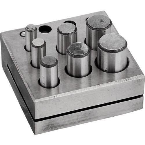 Round Disc Cutter 7 Punch Set Tool Metal Cutting Square Base Jewelry Jeweler