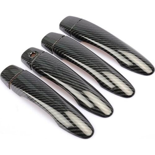 Carbon Fiber Printed Exterior Car Door Handl Sticker Cover Moulding Trim for Nissan NP300 Navara 2015 Interior Styling