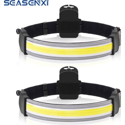 SEASENXI COB LED Strip Headlamp 400LM Bright Headlight Waterproof Lightweight Outdoor Head Torch with 3 AAA Battery for Camping