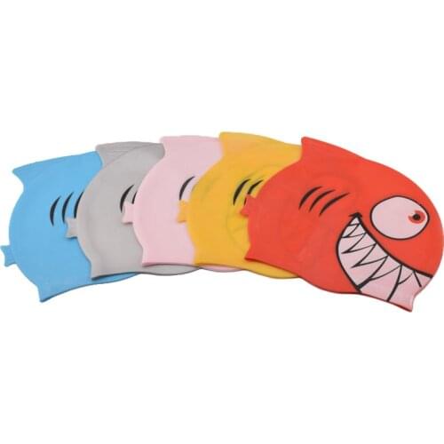 Swimming Cap Children Silicone Waterproof Protect Ear Cute Shark Swim Pool Hat Kids Cartoon Girls Boys Diving Hats