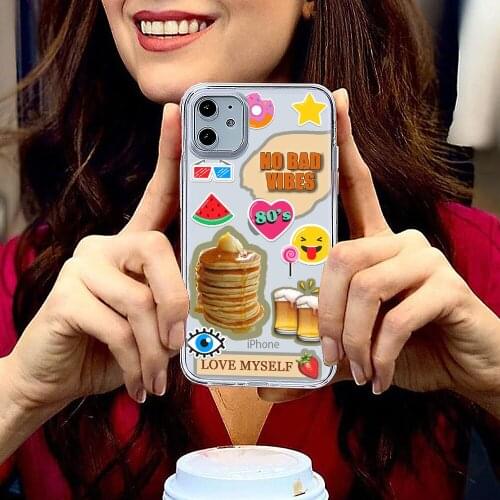 Star Cute Label For iPhone 11 Case 6 Mini Pro XS Max X XR 12 8 Plus Luxur Soft TPU Airbag Cover 12Pro 11Pro 12Mini