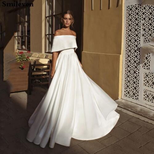 Smileven Bohemian Wedding Dress Satin Off The Shoulder Turkey Boho Bridal Dress Princess Wedding Gowns Vestido De Noiva