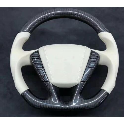 YeederCar Cuatomized Real Carbon Fiber Sports Steering Wheel Perforated Leather compatible for Nissan TEANA ALTIMA 2014-2020