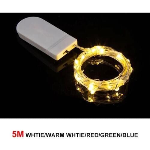 5M Waterproof Fairy Light CR2032 Battery Powered LED Mini Christmas Light Copper Wire String Light For Wedding Xma Garland Party