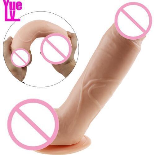 YUELV 22.5x5 CM Big Realistic Dildo Adult Sex Toys For Women Huge Artificial Penis with Suction Cup Female Masturbation Massager