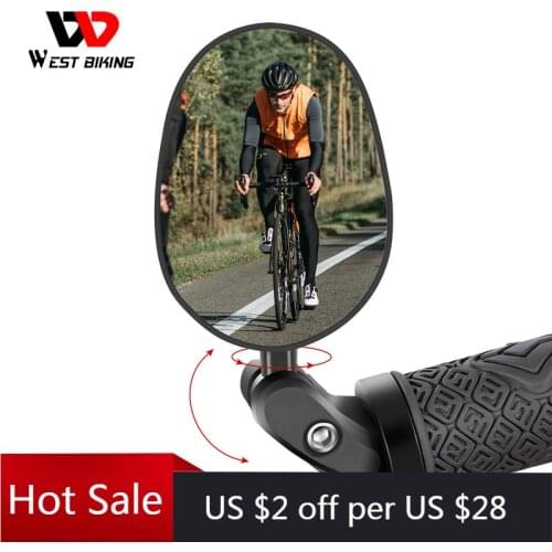 WEST BIKING Bicycle Rearview Mirror 360 Rotation Adjustable Cycling Rear View MTB Road Wide Range Back Bicycle Handlebar Mirror