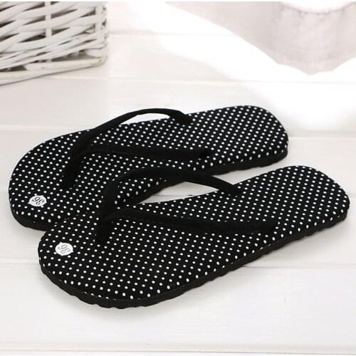 New Fashion Womens Flip Flops Beach Sandals Black White Spot Stripes Casual Flat Sandals Outdoor Women Slippers Female Shoes