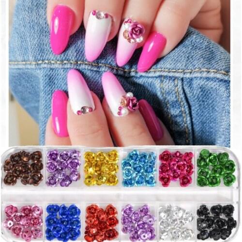 24Pcs X10 Roses Flowers Nail Art Decorations Gems 3D Rivet Roses Flowers 6-mm Nail Art Assorted Metal Roses Flowers Stone, 66565