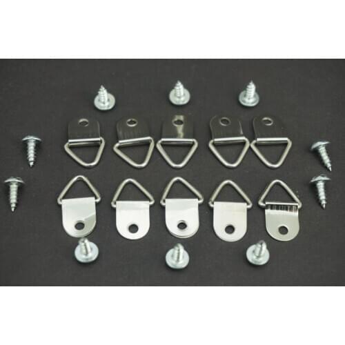 30 PCS/Lot Free Shipping Silver D-Ring Frame Hanger Hooks Picture Frame Hanging Triangle Screw Plated