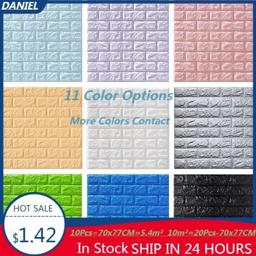 77x70cm 3D Brick Wall Stickers Self-adhesive Panel Decal Self Adhesive Brick Pattern Soft Pack Background Living Room Decoration