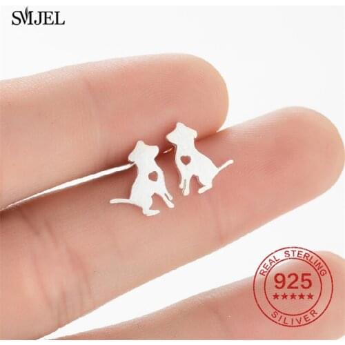 925 Sterling Silver Dog Animal Earrings for Women Cute Shepherd Heart Dogs Paw Earrings Hollow Jewelry Gifts Birdthday Party