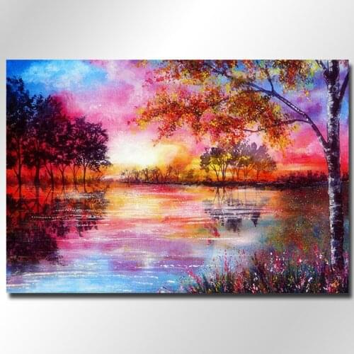 GRKDPKJ DIY Diamond Painting River Scenery Cross Stitch Needlework Boat Diamond Embroidery Home Decoration Diamond gift