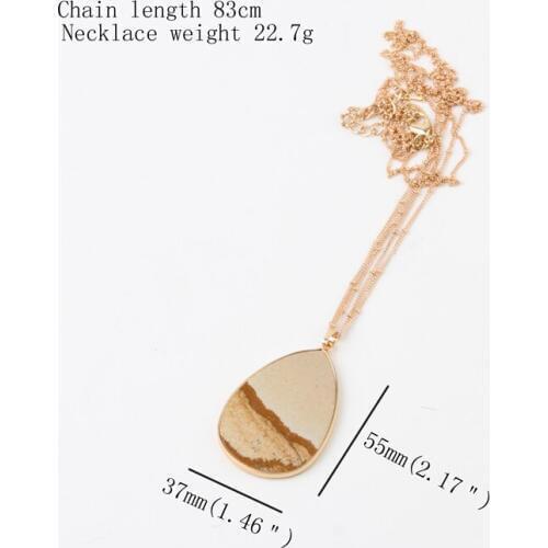 Beadsland Pendant Necklace Fashion Bohemia Waterdrop Natural Stone Pendant Chain Women Girls Party Christmas Gift 40524