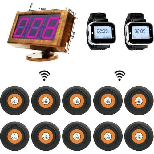 JINGLE BELLS Wireless Waiter Calling System Call Bells 10 call button+1 main host+2 watch pager for Restaurant, Hotel,Cafe