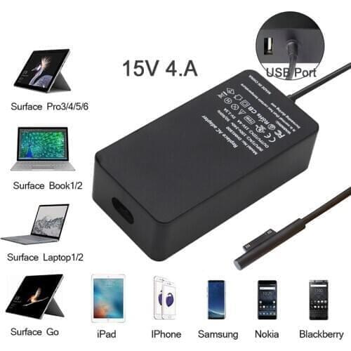 15V 4A 65W for Microsoft Surface Book Pro 3 Pro 4 Pro 5 Pro 6 Pro 7 Power Adapter Surface Book Laptop/Tablet Charger Fast Charge