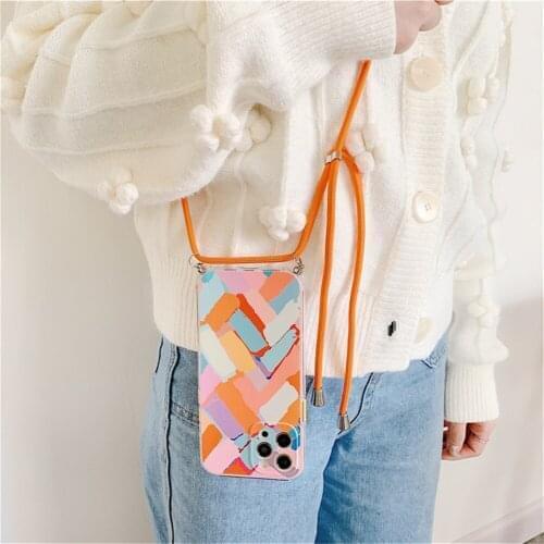 IPhone XR Case with Strap Korean Style Ins Girls Fashion Mobile Phone Cover Coque for iphone 11 12 Pro X XS Max 7 8 Case Funda