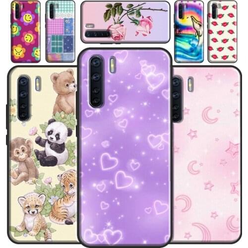 Safari Babies Sparkly Heart Patchwork Case For OPPO A5 A9 2020 A31 A53 A52 A72 A15 A83 A91 A93 A1K A5S Find X3 Pro Reno2 Z Cover