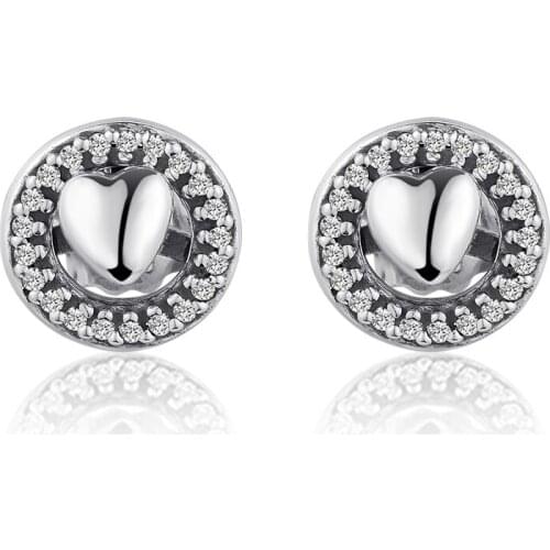 CKK Forever Hearts Stud Earrings 925 Sterling Silver Original Jewelry Making For Women Anniversary Gift