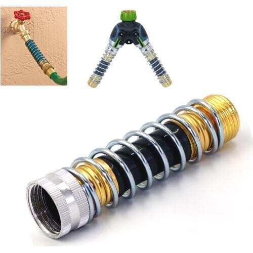 Flexible Garden Hose Connector Extension Adapter Hose Kink Protector with Coil Spring Quick Connect/Flexible Brass Tap Adaptor