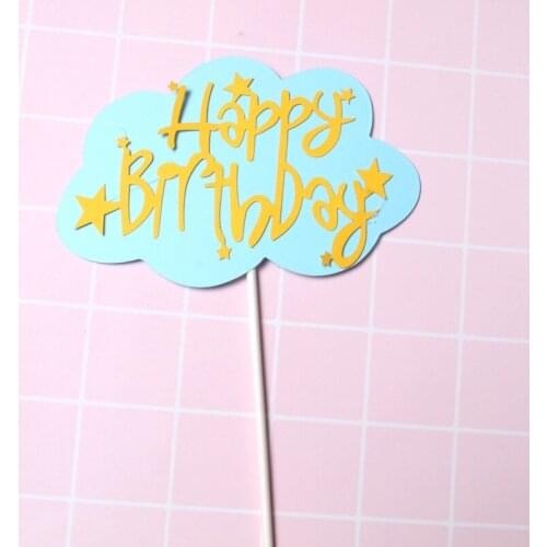 Ins New Happy Birthday Cloud Cake Topper Candy Colors Cake Topper For Girls Birthday Party Cake Decorations Dessert Supplies