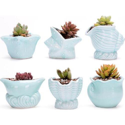 Ocean Series Ceramic Flowerpot Fleshy Flower Pot Creative Celadon Succulent Plant Pots Planter Home Garden Wholesale