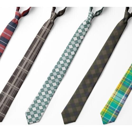 Classic Polyester Men Tie Plaid Skinny Neckties 8cm Slim Red Blue Ties for Men Formal Business Wedding Party Accessory Gravatas