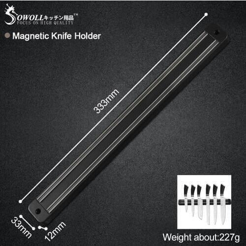 Sowoll Magnetic Knife Holder Wall Mount Black ABS metal Knife For Stainless Steel Damascus Knife Kitchen Utensil Accessories