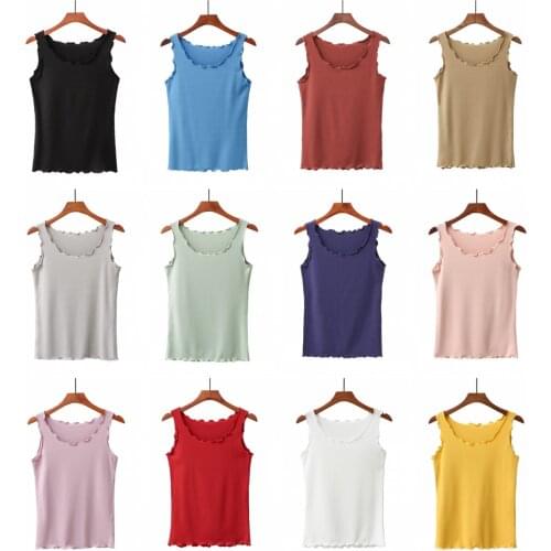 Summer tank tops Modal vest sleeveless T shirt Wavy edge Neck women streetwear tee tops