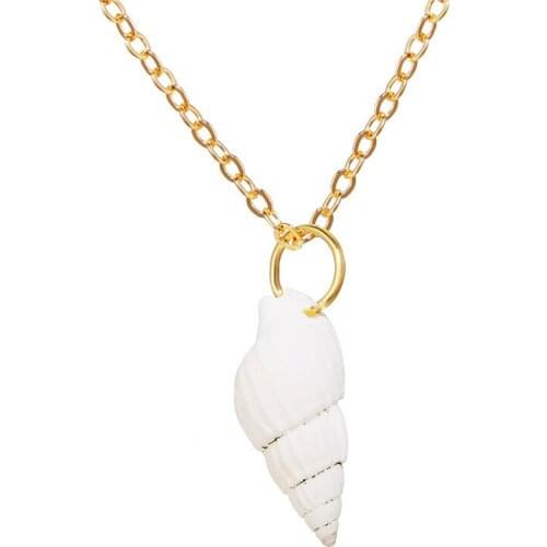Fashion Beach Party Conch Pendant Necklace Creative Bohemian Long Gold Choker Accessories Charming Womens Wedding Jewelry