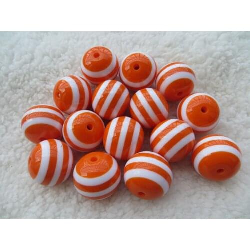 Orange Color Fashion AAA Quality Chunky Round Resin Strips Beads for Chunky Necklace Jewelry
