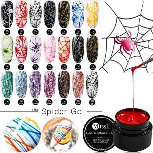 Mtssii 12Colors Nail Art Wire Line Silk Point Creative Pulling Wire Spider Painting Gel Varnish Random Design DIY Manicure Tools