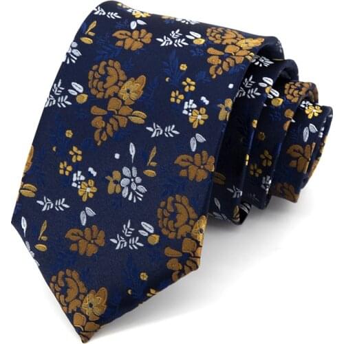 Floral Ties For Men 8 CM Wide Blue Dresses Necktie Fashion Formal Work Cravat Male Gift With Box