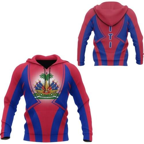 Tessffel Country Emblem Flag Caribbean Sea Haiti Island Retro Pullover Men/Women Tracksuit Jacket 3Dprint Streetwear Hoodies A-9
