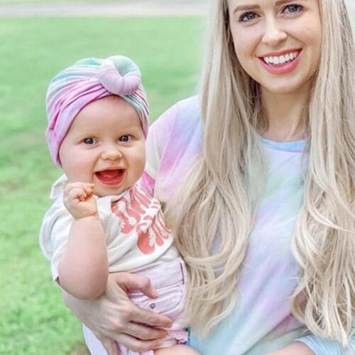 New Baby Donut Hat Boho Style Newborn Infant Cotton Soft Beanie Tie-dye Multi Donut Cap for Baby Girl Bebes Knot Turban Headwrap