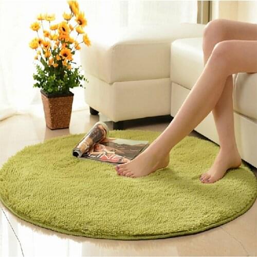 Furry Round Rug Living Room / Bedroom Bedside Table Sofa Soft Plush Cushion Modern Area Carpet Floor Mat Gray Khaki