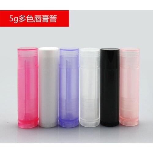 Retail 100Pcs/Lot 1.6*6.7cm 0.62"x2.63" 5g Multi Colored Plastic Empty Lipstick Bottle For Lip Stick Poly Containers