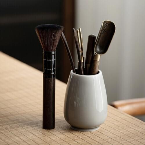 Six Items Japanese Style Blackwood Wood Tea Knife Tea Spoon Ceramic Kung Fu Tea Ceremony Utensils Tea Diffuser Cute Steel