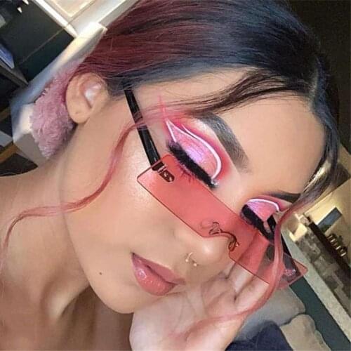 Fashion Pink Square Sunglasses Women Luxury Brand Designer Sun Glasses Female Clear Small Lens Personality Colorful Oculos