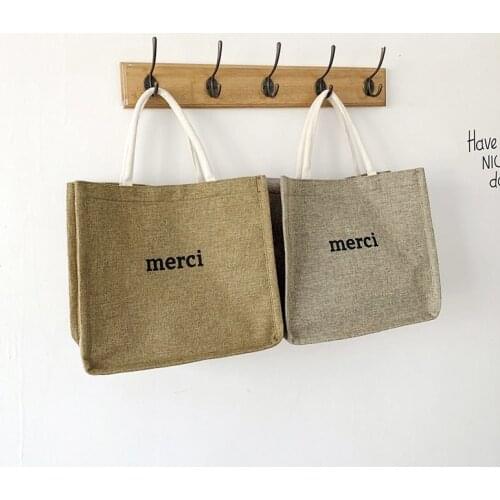 New Womens Letter tote bag Korea Cotton linen Women shoulder Bag Casual Street Handbag