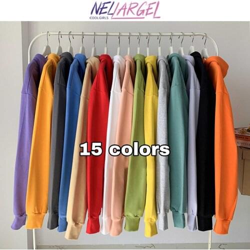 NELLARGEL Women Solid 15 Colors Y2k Harajuku Hoodies 2021 Female Korean Fashion Vintage Hoodies Girl Japanese Streetwear Hoodies