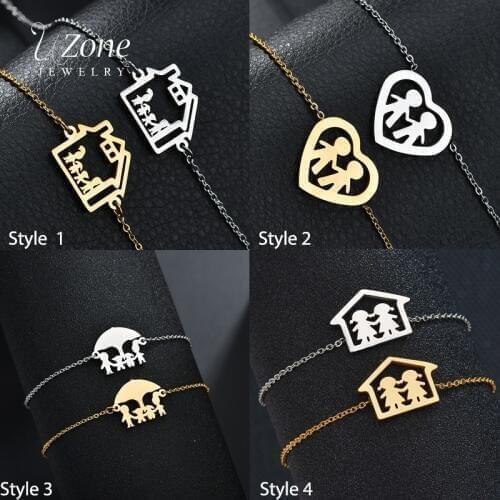 UZone Stainless Steel Bracelet For Women Men Father Mother Son Daughter Simple Family Bracelet&Bangle Pulsera Familiar