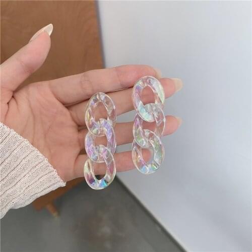 Transparent Chain Earrings Fashion Vintage Geometric Long Hanging Earrings Korean Round Style for Women Female Jewelry